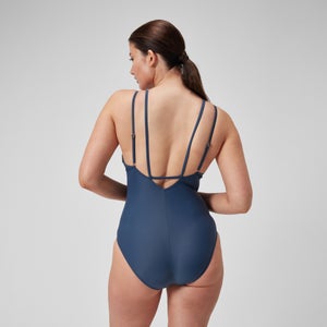 Damen Shaping-Badeanzug mit Bändern Marineblau
