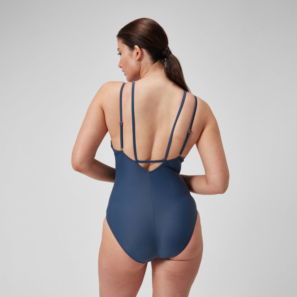 Damen Shaping-Badeanzug mit Bändern Marineblau