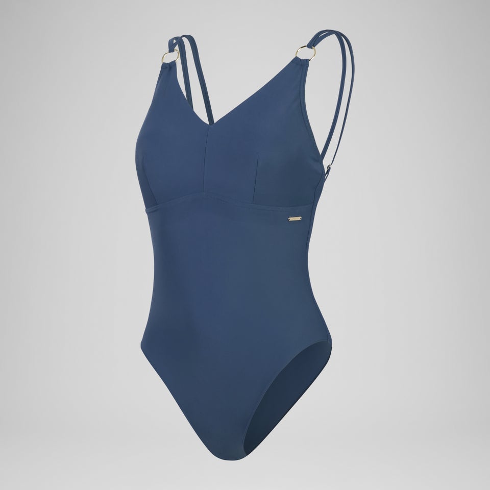 Damen Shaping-Badeanzug mit Bändern Marineblau