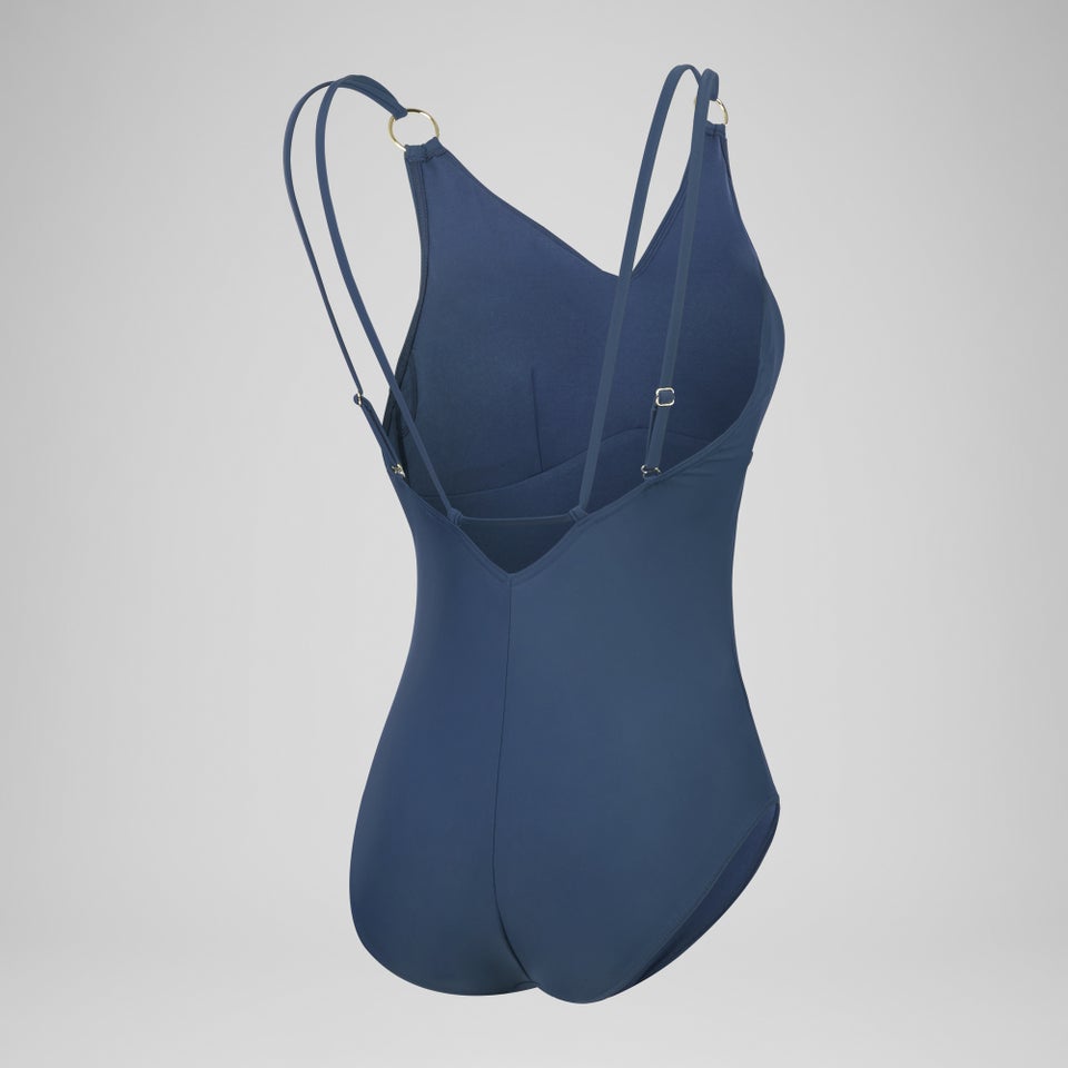 Damen Shaping-Badeanzug mit Bändern Marineblau