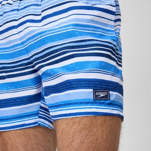 Herren Freizeit-Badeshorts mit Print, 16 Zoll Blau