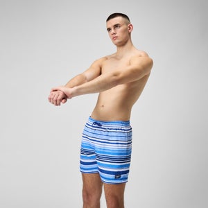 Herren Freizeit-Badeshorts mit Print, 16 Zoll Blau