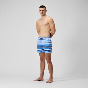 Herren Freizeit-Badeshorts mit Print, 16 Zoll Blau