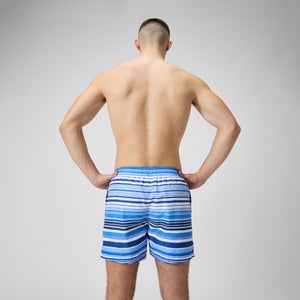 Herren Freizeit-Badeshorts mit Print, 16 Zoll Blau