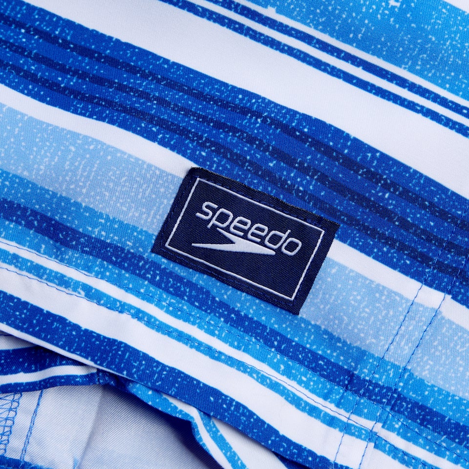 Herren Freizeit-Badeshorts mit Print, 16 Zoll Blau