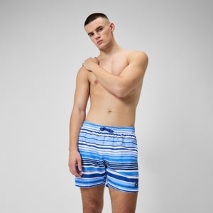 Herren Freizeit-Badeshorts mit Print, 16 Zoll Blau