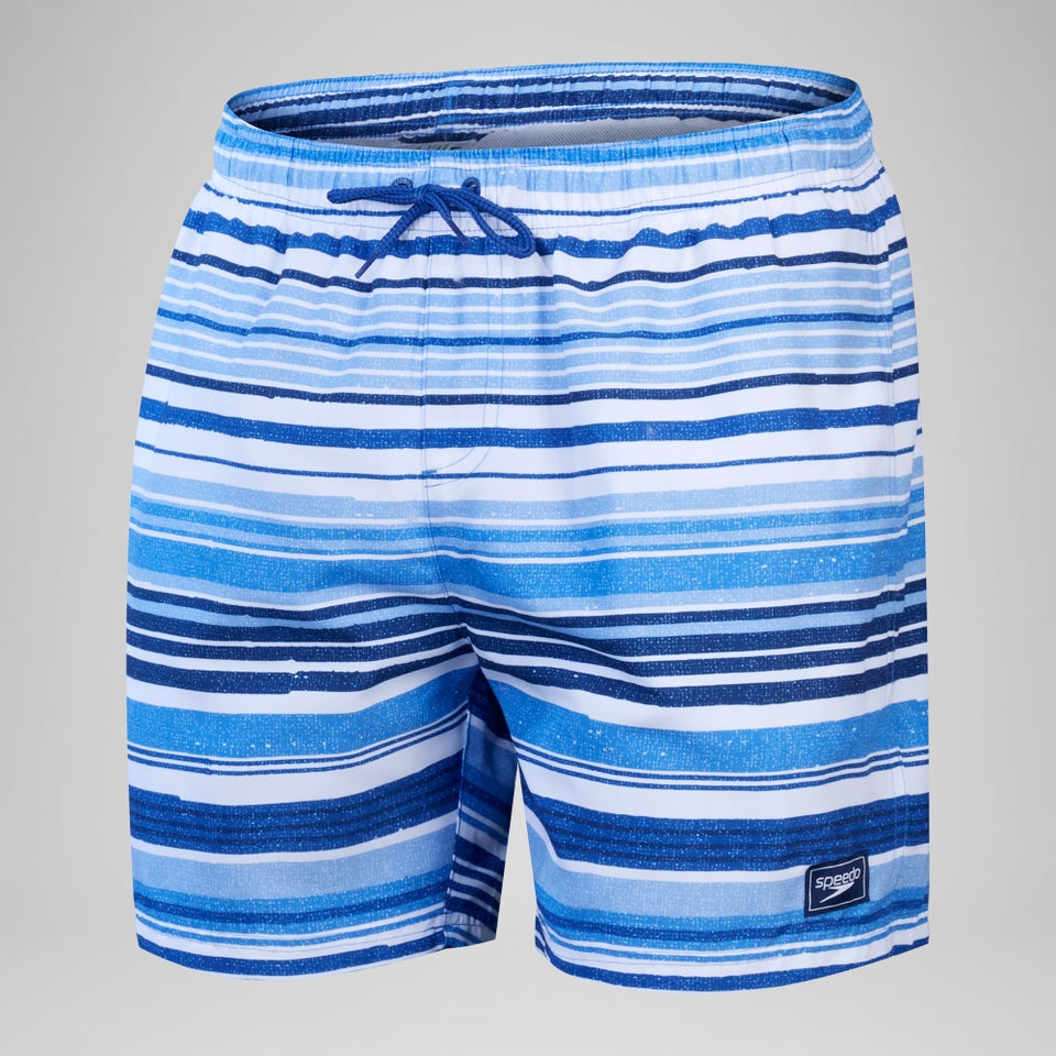 Herren Freizeit-Badeshorts mit Print, 16 Zoll Blau