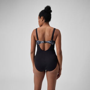 Maillot de bain 1 pièce Femmes OpusGem DD+ imprimé pour Femmes Noir/Gris oxydé/Blanc