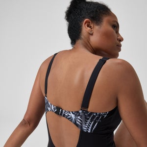 Maillot de bain 1 pièce Femmes OpusGem DD+ imprimé pour Femmes Noir/Gris oxydé/Blanc