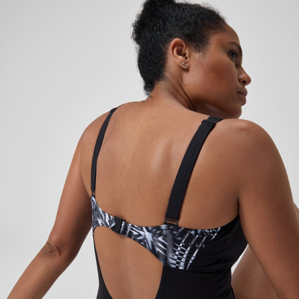 Women's Shaping Printed OpusGem DD+ Swimsuit Black/Grey