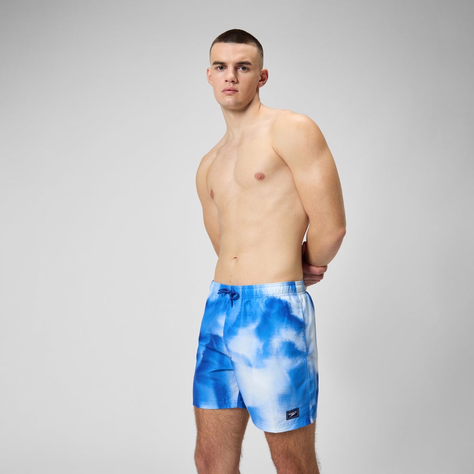 Men's Digital Printed Leisure 16" Swim Shorts Blue
