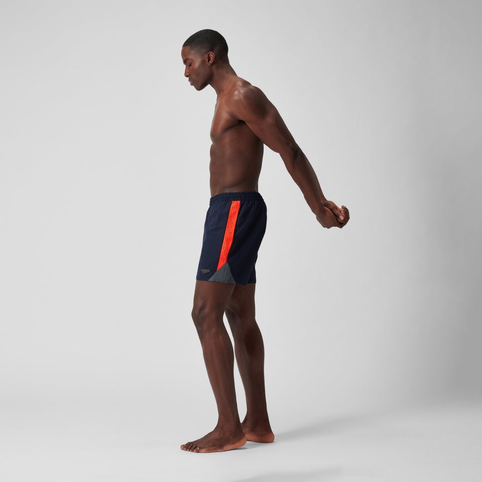 Herren Hyperboom Badeshorts mit Passe, 40 cm Marineblau/Rot