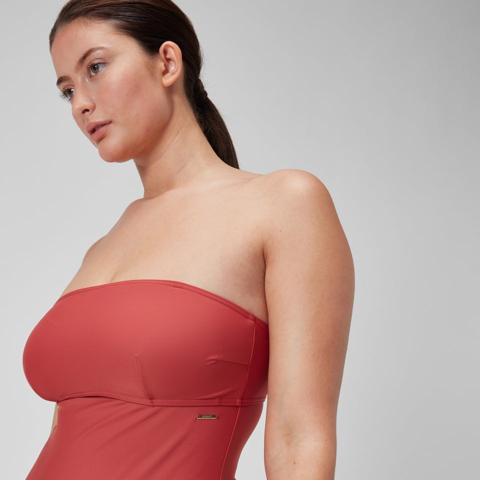 Damen Shaping-Bandeau-Badeanzug Rot