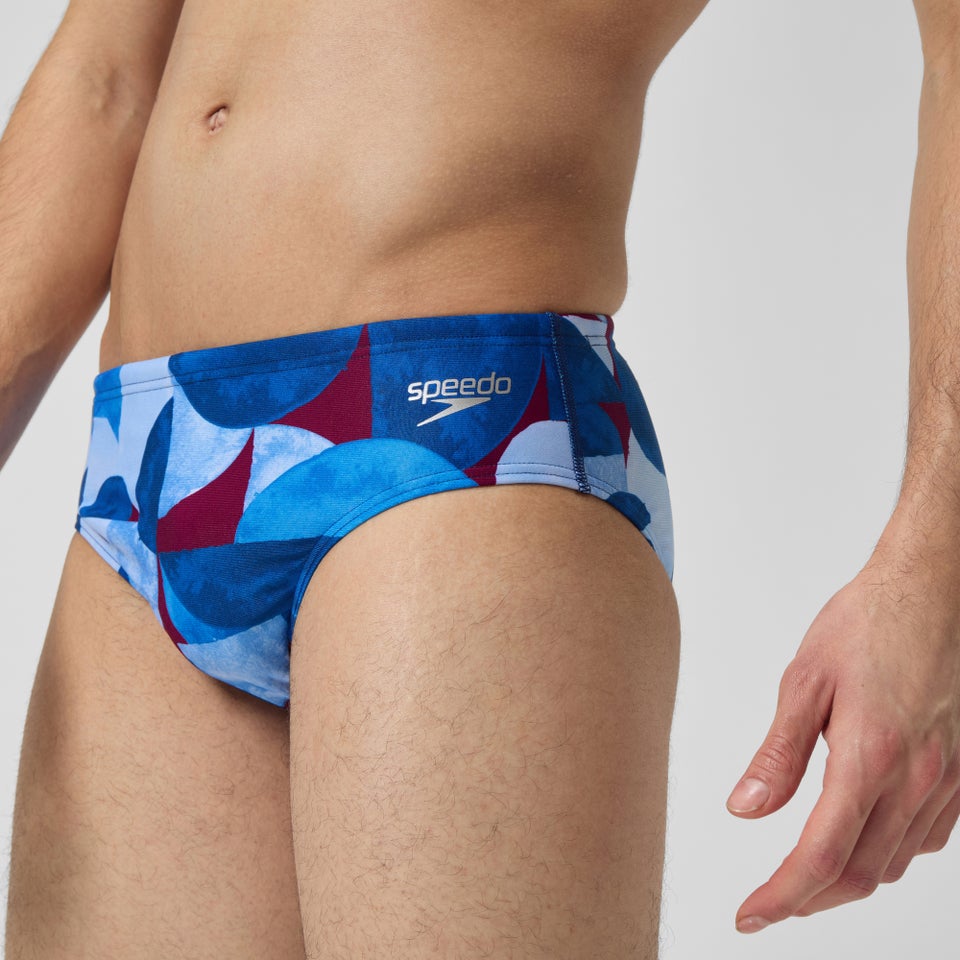 Slip de bain Hommes 8 cm Allover Digital pour Hommes Bleu/Violet