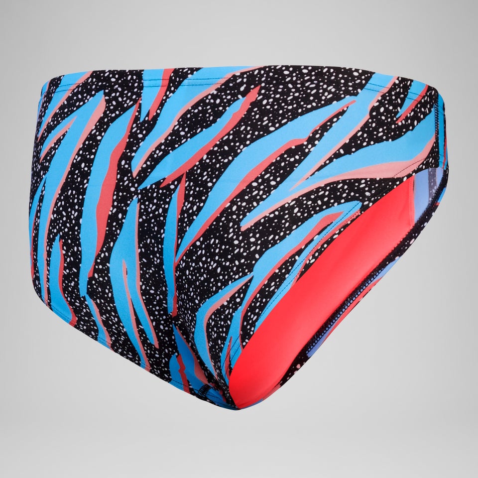 Slip de bain Hommes 5 cm Allover Digital pour Hommes Noir/Bleu picton/Rouge sirène