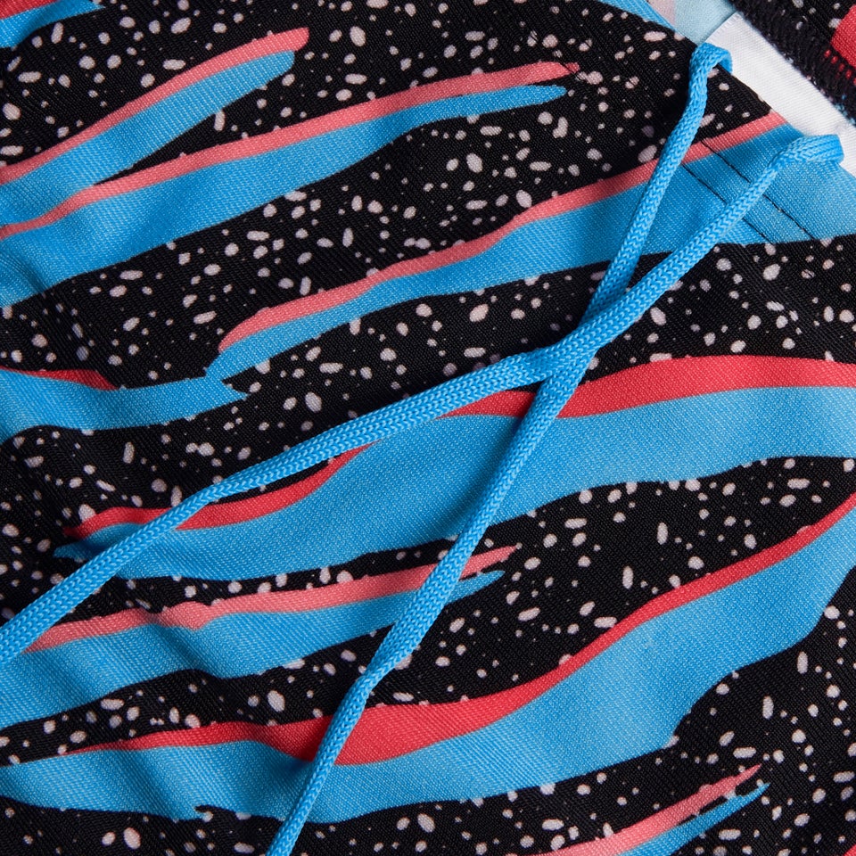 Slip de bain Hommes 5 cm Allover Digital pour Hommes Noir/Bleu picton/Rouge sirène