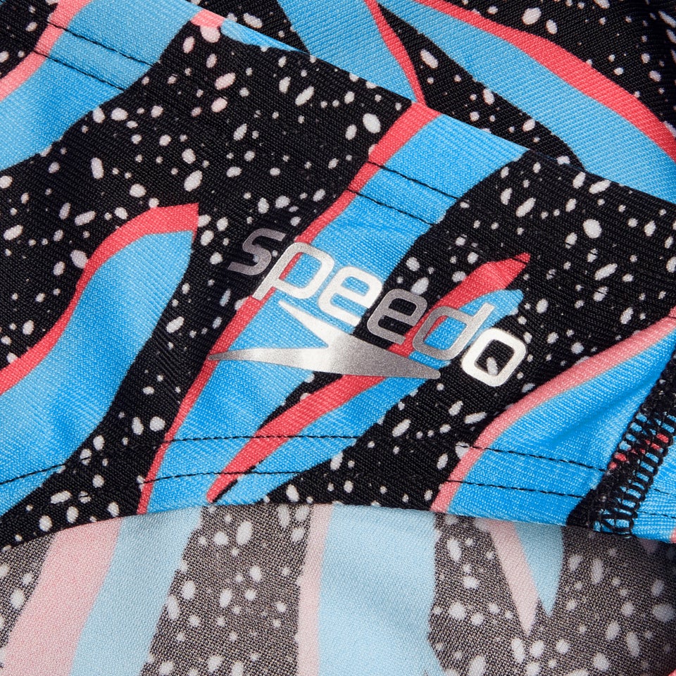Slip de bain Hommes 5 cm Allover Digital pour Hommes Noir/Bleu picton/Rouge sirène