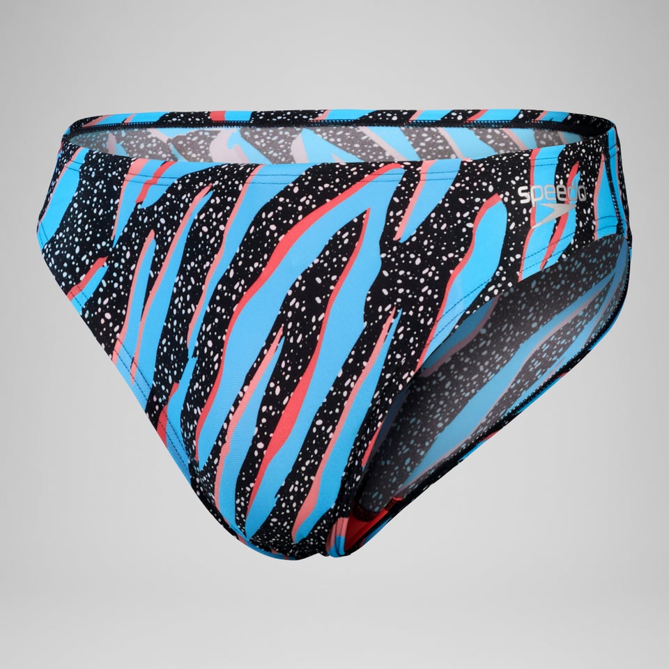 Slip de bain Hommes 5 cm Allover Digital pour Hommes Noir/Bleu picton/Rouge sirène