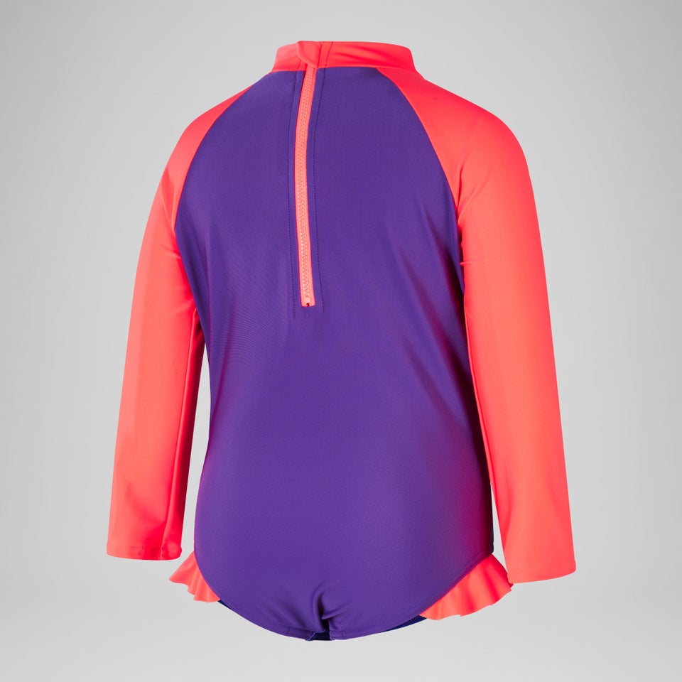 Mädchen Langärmeliger Badeanzug mit Rüschen Lila/Pink