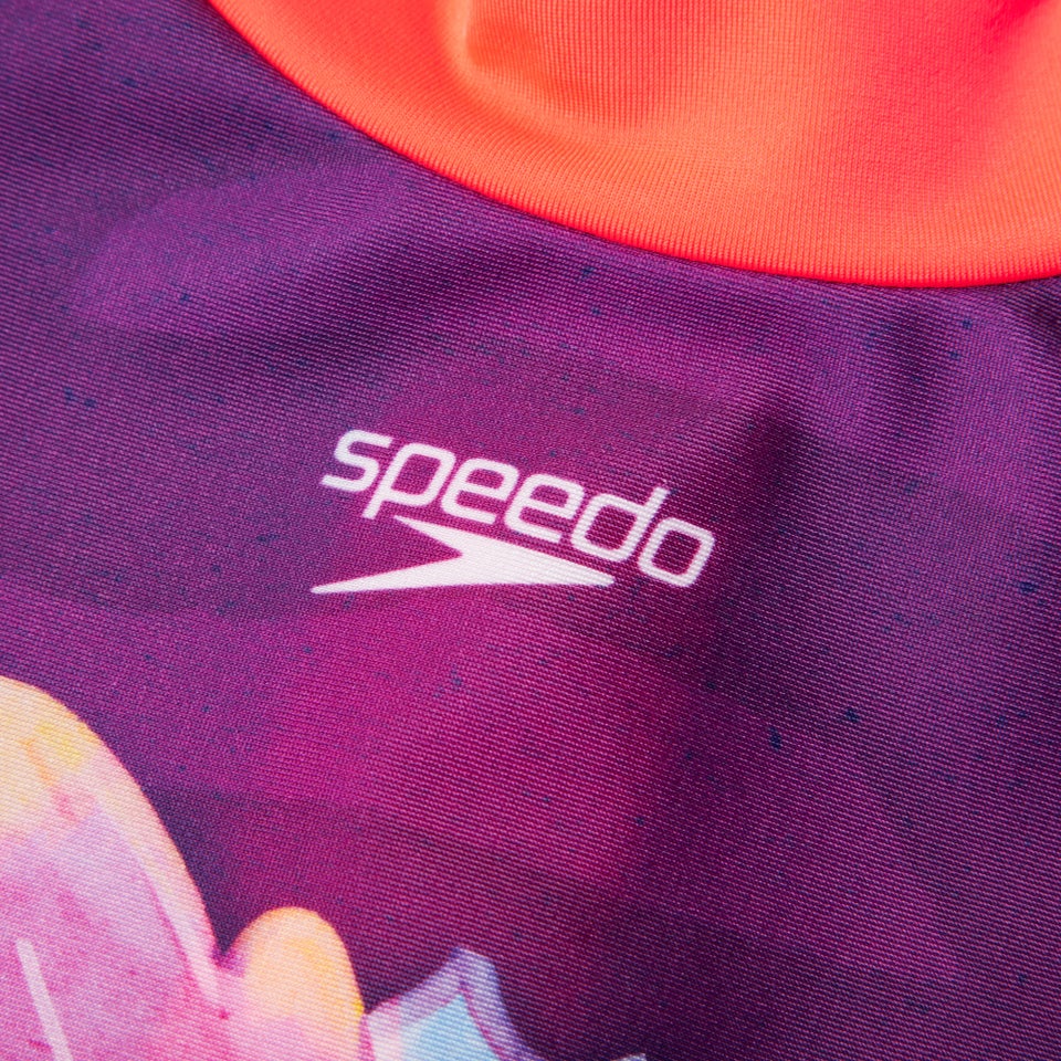 Mädchen Langärmeliger Badeanzug mit Rüschen Lila/Pink