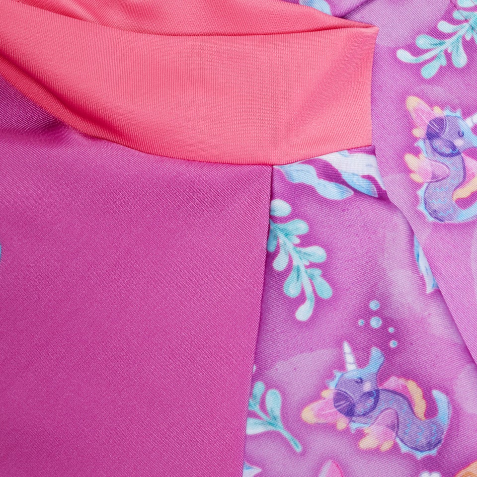 Ensemble Fille avec haut rashguard à manches courtes Digital pour Filles Rose kiki/Violeta/Caribe