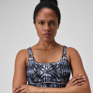 Maillot de bain gainant Femmes à imprimé Contour Eclipse pour Femmes Noir/Gris oxydé/Blanc