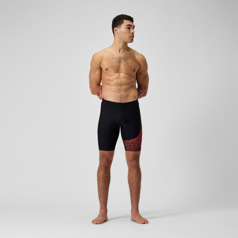 Jammer Hommes Medley Logo pour Hommes Noir/Rouge sirène