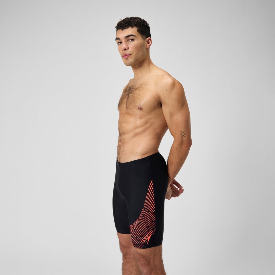 Jammer Hommes Medley Logo pour Hommes Noir/Rouge sirène