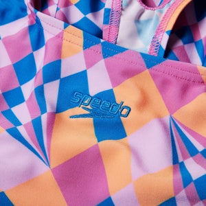 Girls' Printed Medalist Swimsuit Pink