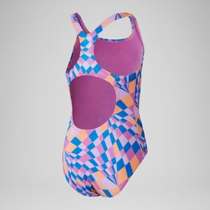 Girls' Printed Medalist Swimsuit Pink
