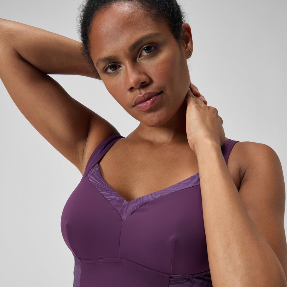 Maillot de bain 1 pièce à imprimé Shaping LunaElustre pour Femmes Prune dandy