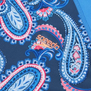 Damen Langarmbadeoberteil mit Print Marineblau/Blau