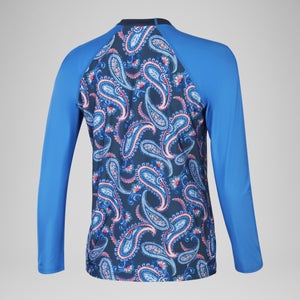 Damen Langarmbadeoberteil mit Print Marineblau/Blau