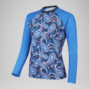 Damen Langarmbadeoberteil mit Print Marineblau/Blau