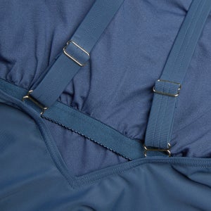 Damen Badeanzug mit eckigem Ausschnitt und Print Marineblau/Blau