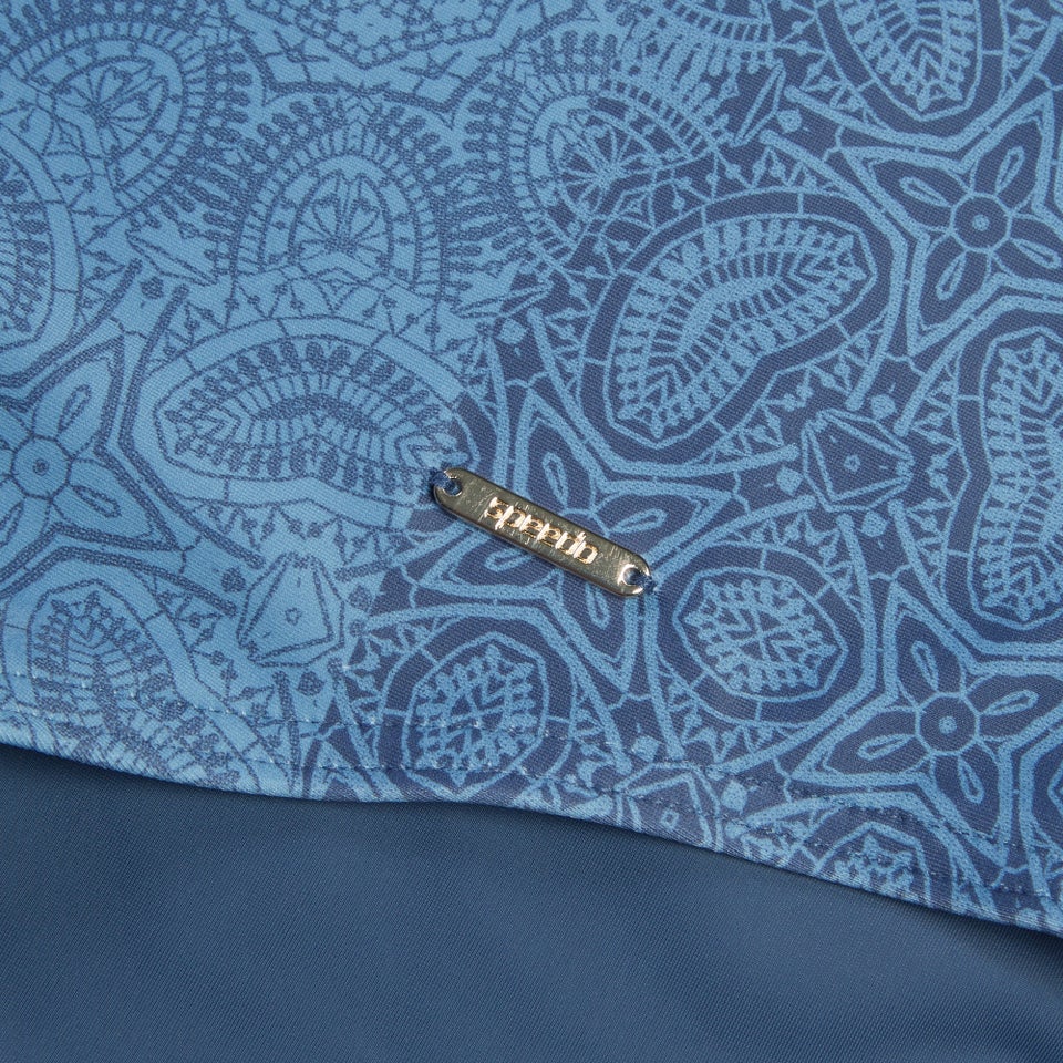 Damen Badeanzug mit eckigem Ausschnitt und Print Marineblau/Blau