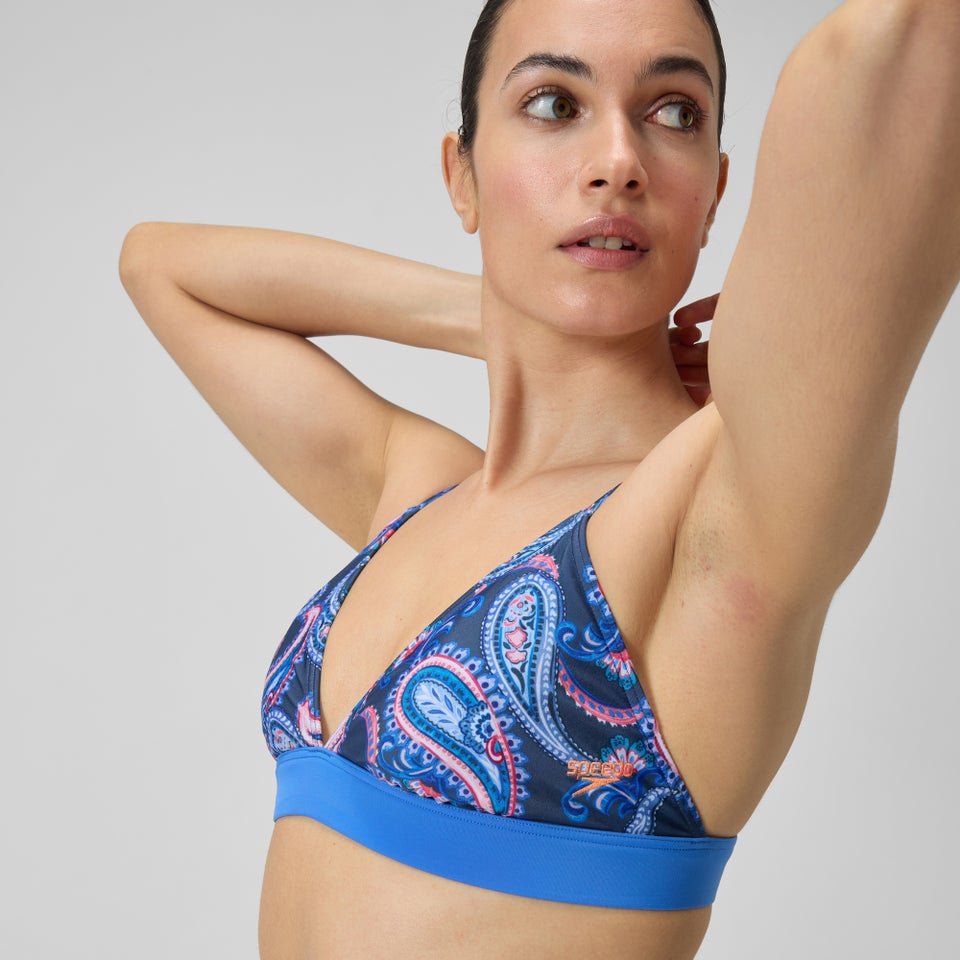 Damen Triangel-Bikini mit Schnürung und Print Blau/Marineblau