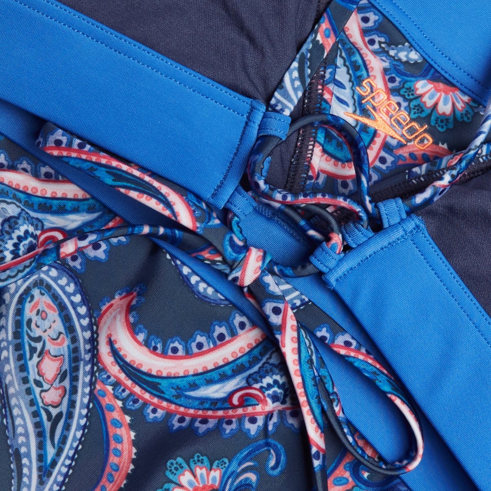 Damen Triangel-Bikini mit Schnürung und Print Blau/Marineblau