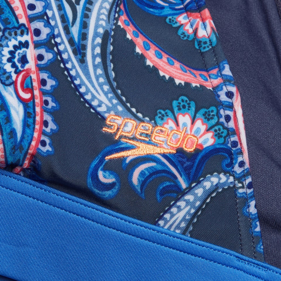 Damen Triangel-Bikini mit Schnürung und Print Blau/Marineblau