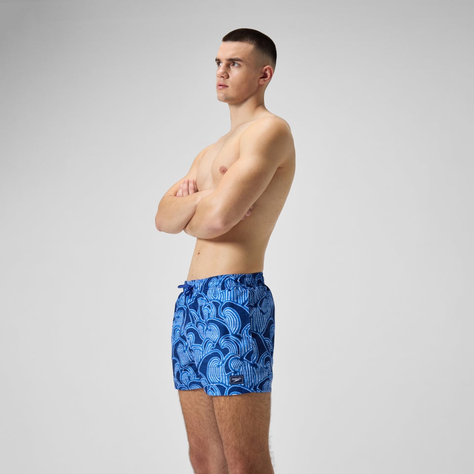 Men's Digital Printed Leisure 14" Swim Shorts Blue