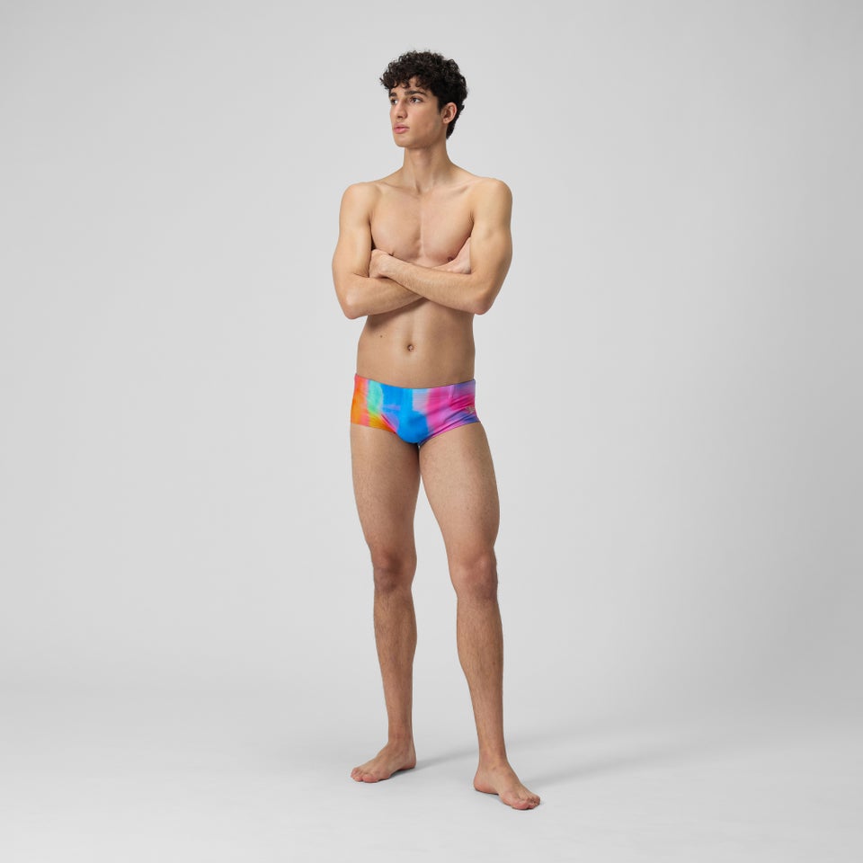 Slip de bain Hommes pour entraînement en club 13,5 cm Allover Rose kiki/Jus de citron/Bleu picton