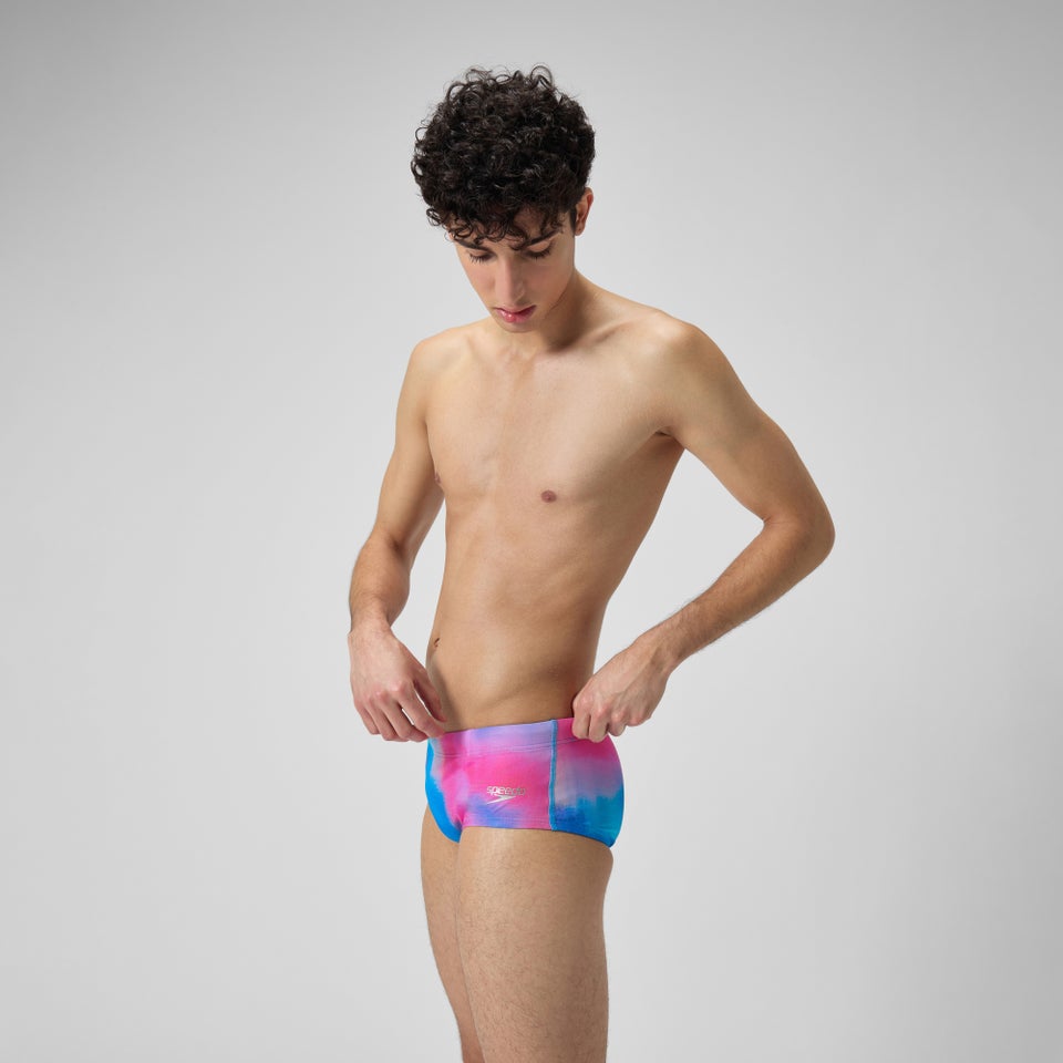 Slip de bain Hommes pour entraînement en club 13,5 cm Allover Rose kiki/Jus de citron/Bleu picton