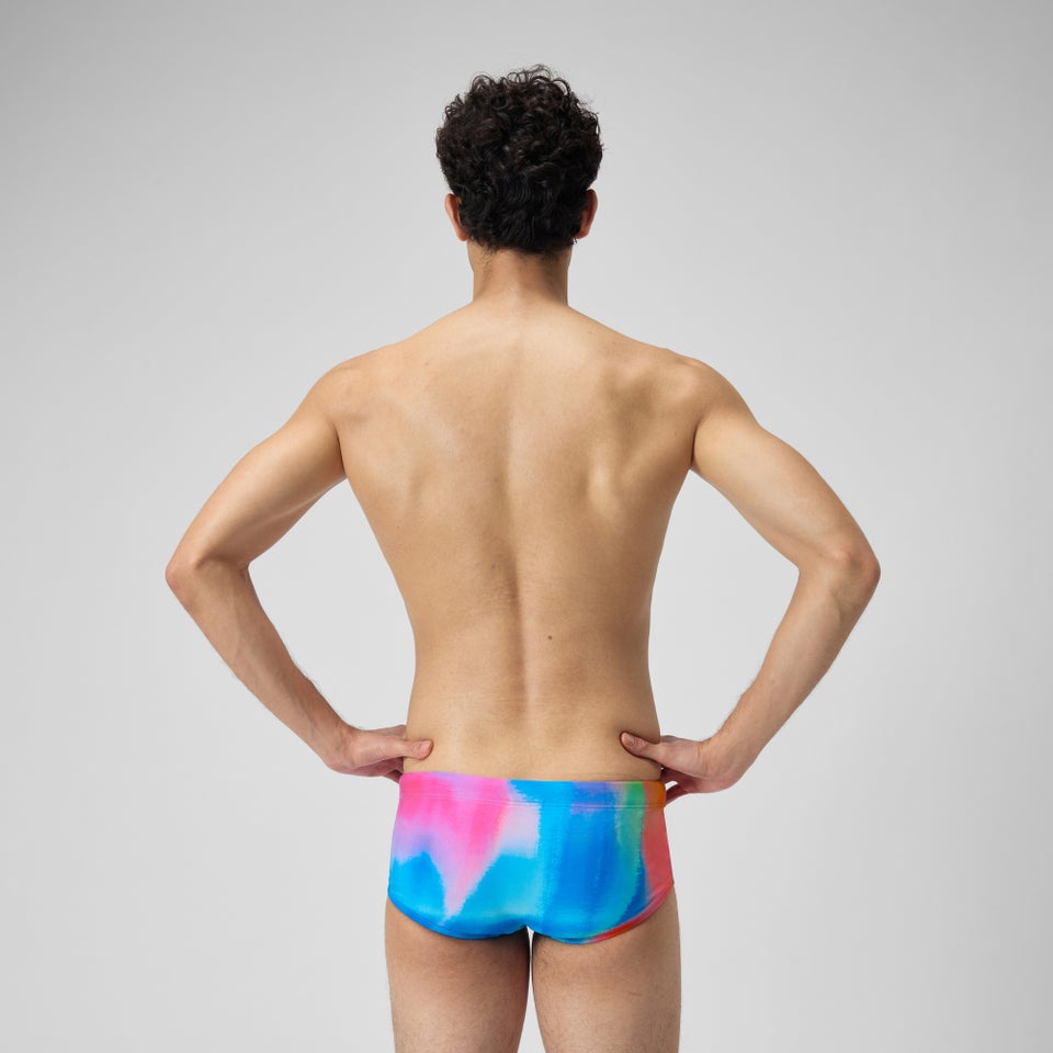 Slip de bain Hommes pour entraînement en club 13,5 cm Allover Rose kiki/Jus de citron/Bleu picton