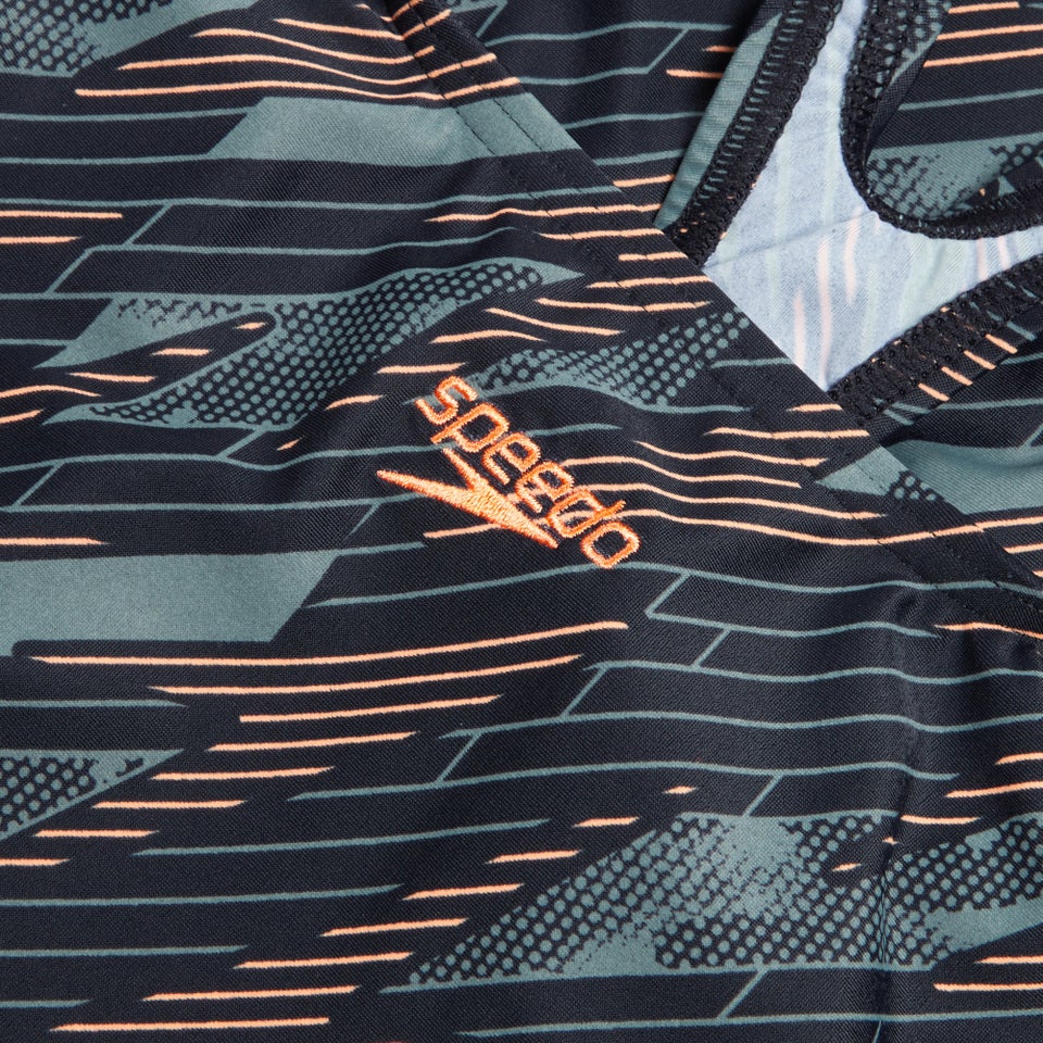 Girls' HyperBoom Allover Medalist Swimsuit Black/Green