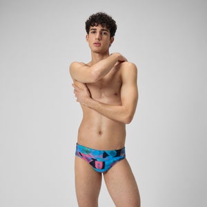 Herren Badeshorts mit digitalem Allover-Print, 7cm Marineblau/Rot - 26