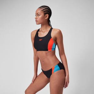 Maillot de bain 2 pièces Colourblock Splice 2.0 pour Femmes Noir/Rouge sirène/Bleu picton