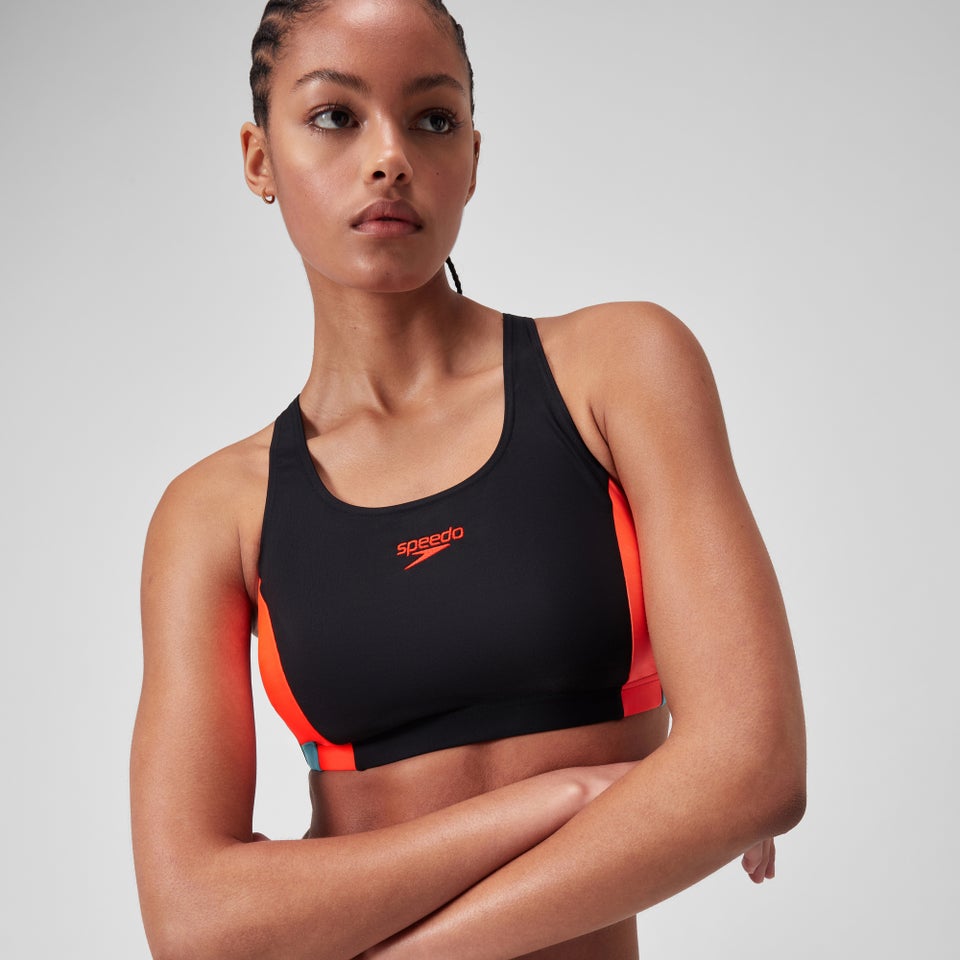 Maillot de bain 2 pièces Colourblock Splice 2.0 pour Femmes Noir/Rouge sirène/Bleu picton