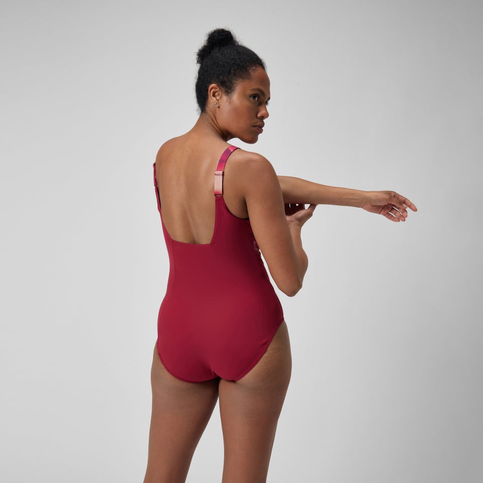 Damen ContourEclipse Shaping-Badeanzug mit Print Lila/Rot