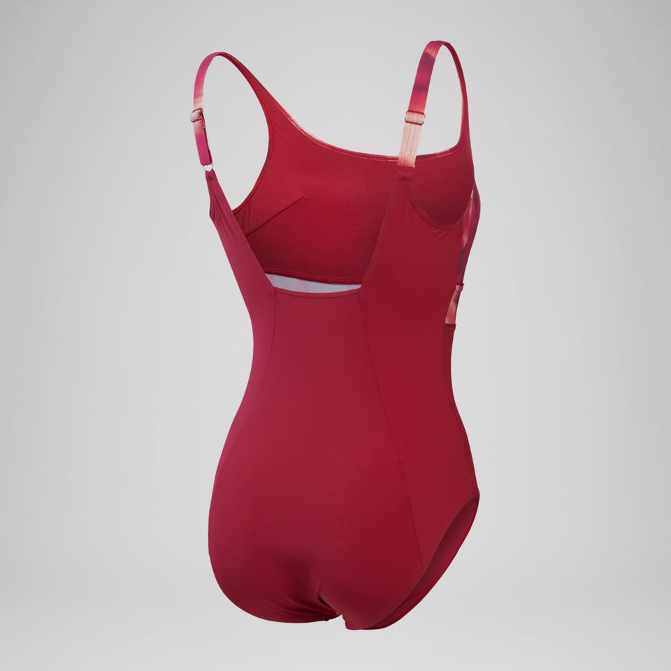 Damen ContourEclipse Shaping-Badeanzug mit Print Lila/Rot