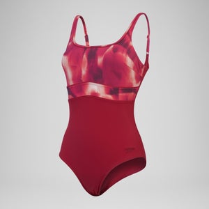 Damen ContourEclipse Shaping-Badeanzug mit Print Lila/Rot